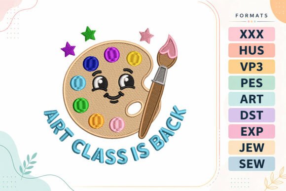 Art Class Back to School Embroidery Design