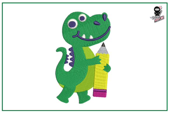 Baby Crocodile with Pencil Embroidery Design Review