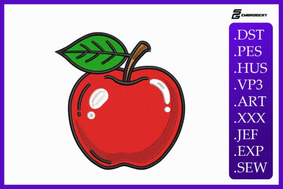 Classic Red Apple Embroidery: Sweet Stitch for Gifts