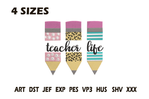 Teacher Life Pencils Embroidery File: Boutique Apparel Review